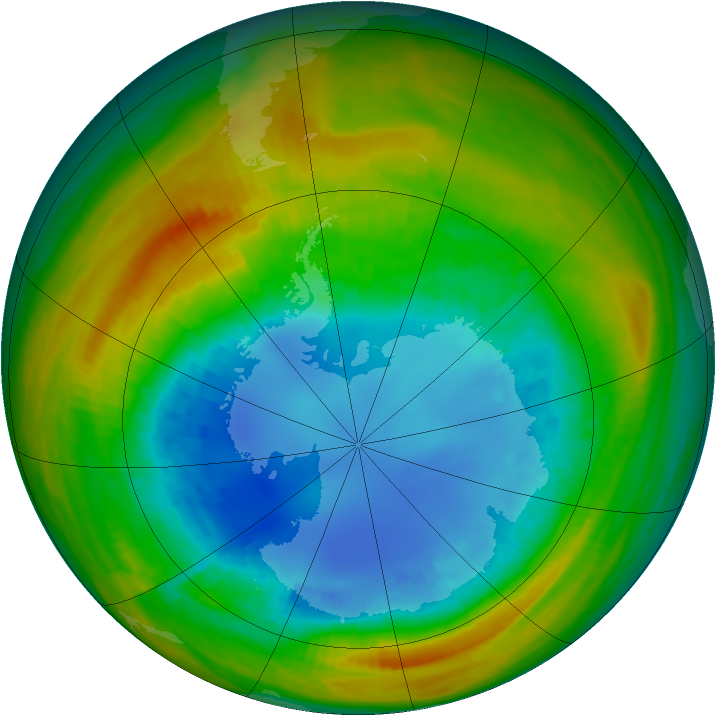 Antarctic ozone map for 22 August 1986